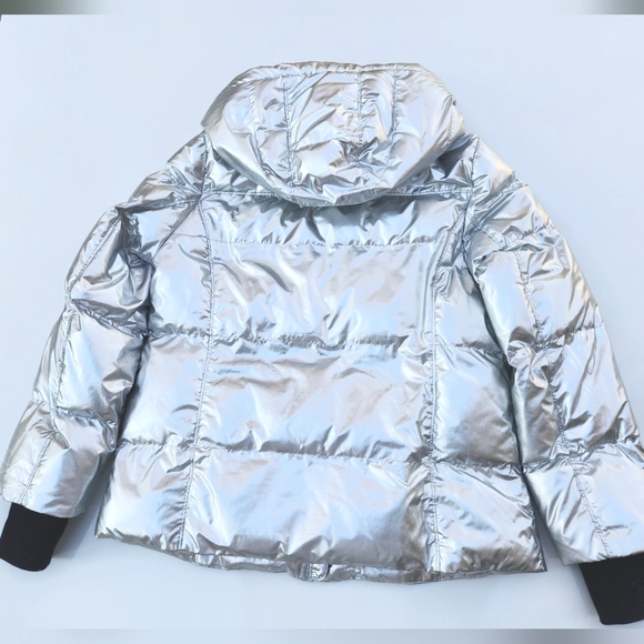 Down Alternative Metallic Puffer Ski Jacket with Removable Hood- womens Large - Picture 6 of 10